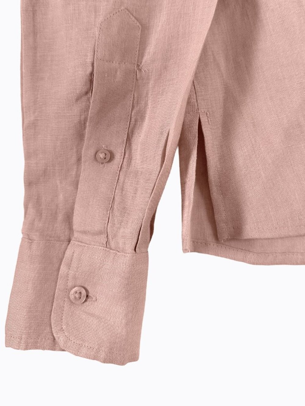 Ralph Lauren Pink Linen Shirt PS Petite Button Down Roll Tab Sleeve Office Siren - Picture 4 of 7